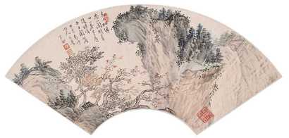溥心畬 1946年作 师明人山水图 扇面